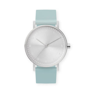 B60 Watch, Silver Case, Silver Dial, Silicone Strap