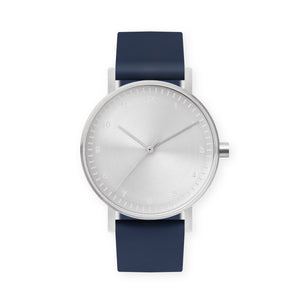 B60 Watch, Silver Case, Silver Dial, Silicone Strap