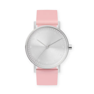B60 Watch, Silver Case, Silver Dial, Silicone Strap