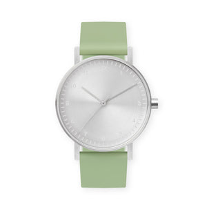 B60 Watch, Silver Case, Silver Dial, Silicone Strap