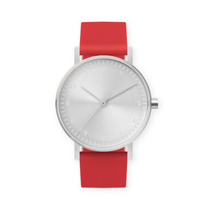 B60 Watch, Silver Case, Silver Dial, Silicone Strap