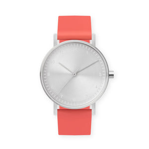 B60 Watch, Silver Case, Silver Dial, Silicone Strap