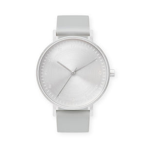 B60 Watch, Silver Case, Silver Dial, Silicone Strap