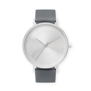 B60 Watch, Silver Case, Silver Dial, Silicone Strap