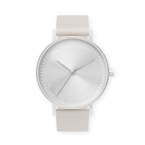 B60 Watch, Silver Case, Silver Dial, Silicone Strap
