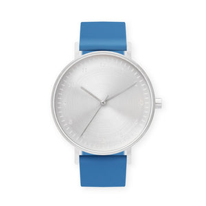 B60 Watch, Silver Case, Silver Dial, Silicone Strap