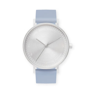 B60 Watch, Silver Case, Silver Dial, Silicone Strap