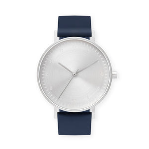 B60 Watch, Silver Case, Silver Dial, Silicone Strap
