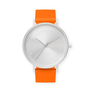 B60 Watch, Silver Case, Silver Dial, Silicone Strap