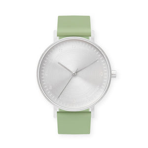 B60 Watch, Silver Case, Silver Dial, Silicone Strap