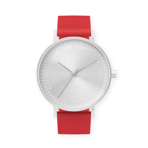 B60 Watch, Silver Case, Silver Dial, Silicone Strap
