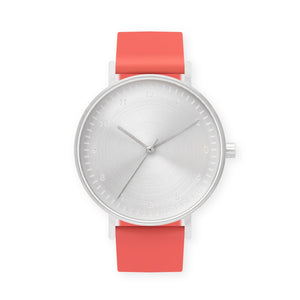 B60 Watch, Silver Case, Silver Dial, Silicone Strap