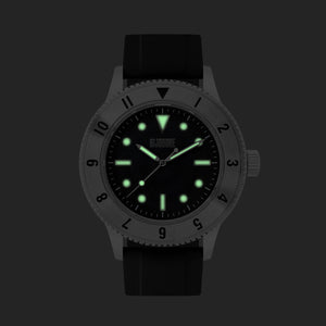 C01 Watch, Brushed Silver Case, Black Dial, Sapphire Crystal Glass, Luminous, Fluoroelastomer Strap