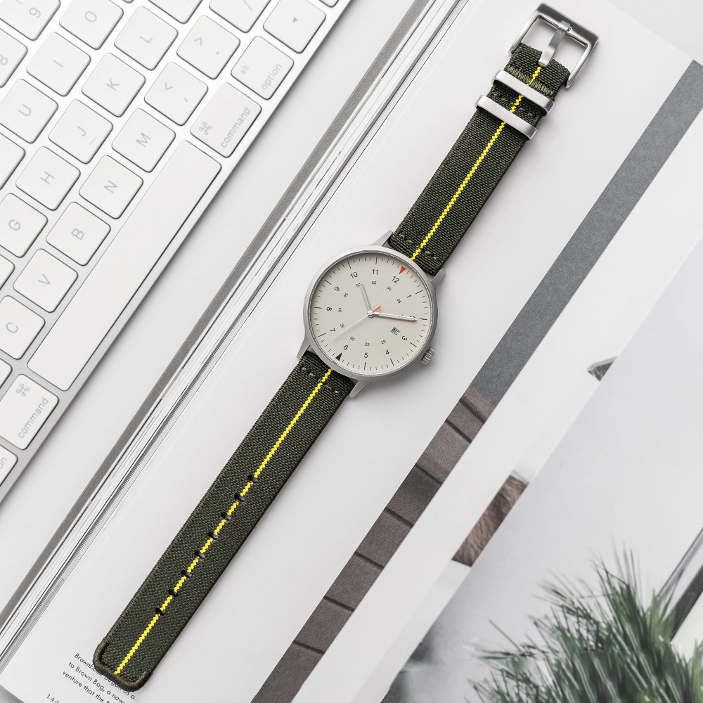 Stretch Nylon Watch Strap, 18mm, Green