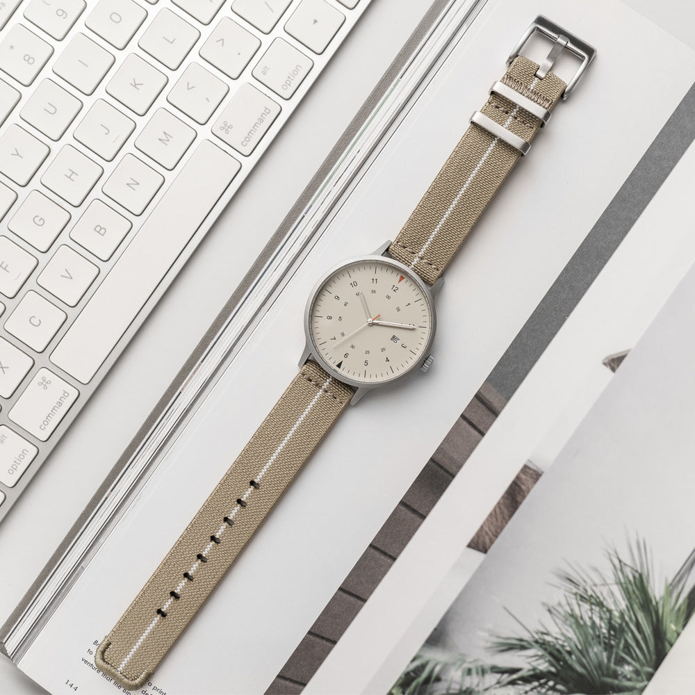 Stretch Nylon Watch Strap, 18mm, khaki