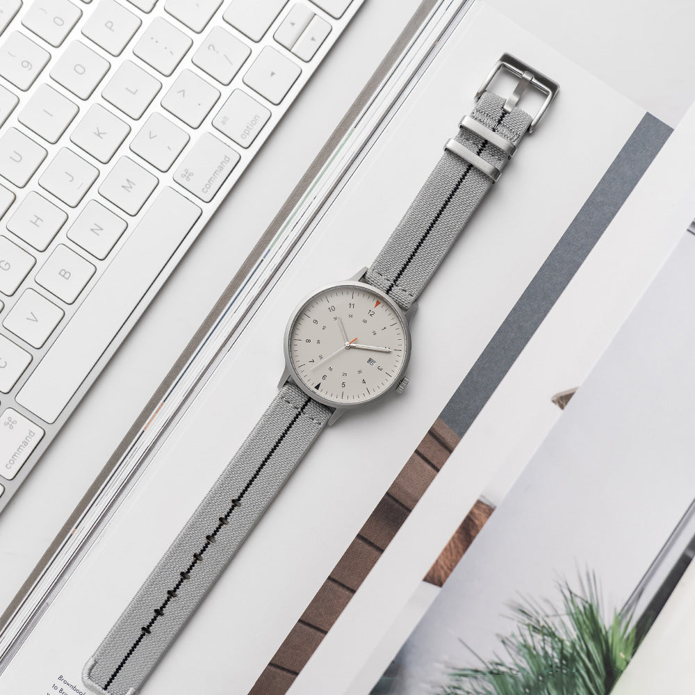 Stretch Nylon Watch Strap, 18mm, Gray