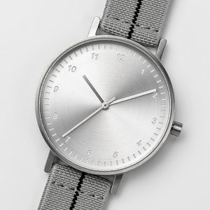 B60 Watch, Silver Case, Silver Dial, Stretch Nylon Strap