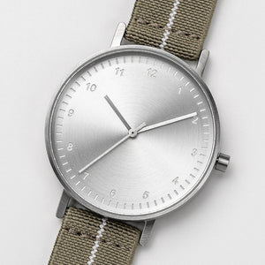 B60 Watch, Silver Case, Silver Dial, Stretch Nylon Strap