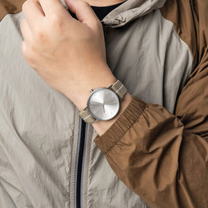 B60 Watch, Silver Case, Silver Dial, Stretch Nylon Strap