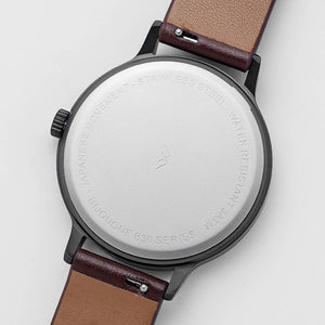 B30 Watch, Gunmetal Case, White Dial, Calendar, Leather Strap