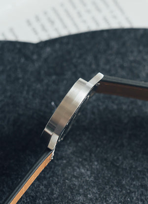 B60 Watch, Silver Case, Silver Dial, Leather Strap