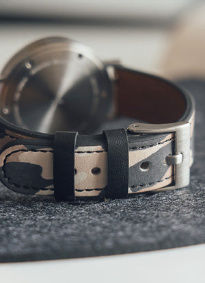 B60 Watch, Silver Case, Silver Dial, Leather Strap