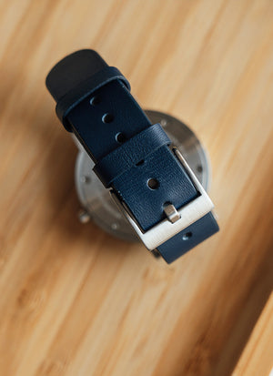 B60 Watch, Silver Case, Silver Dial, Leather Strap