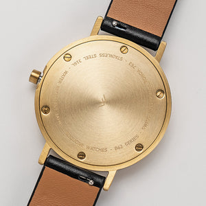 B60 Watch, Gold Case, Gold Dial, Leather Strap