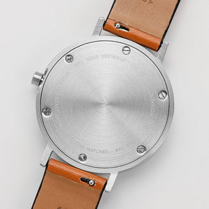 B60 Watch, Silver Case, Silver Dial, Leather Strap