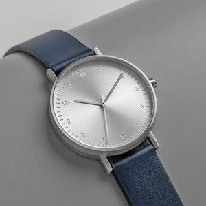 B60 Watch, Silver Case, Silver Dial, Leather Strap