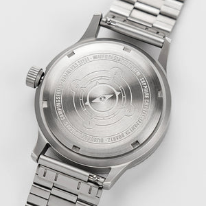 C01 Watch, Matte Silver Case, Black Dial, Sapphire Crystal Glass, Luminous, Stainless Steel Strap