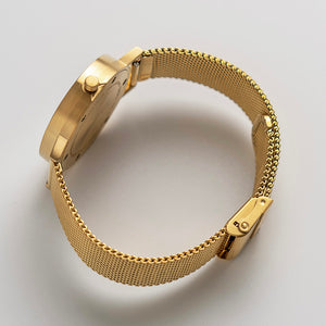 B001 Watch, Gold Case, Off White Dial, Gold Stainless Steel Mesh Strap