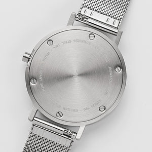 B60 Watch, Silver Case, Silver Dial, Stainless Steel Mesh Strap
