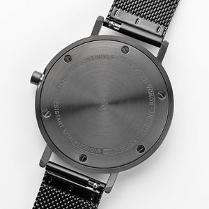 B001 Watch, Gunmetal Case, White Dial, Black Stainless Steel Mesh Strap