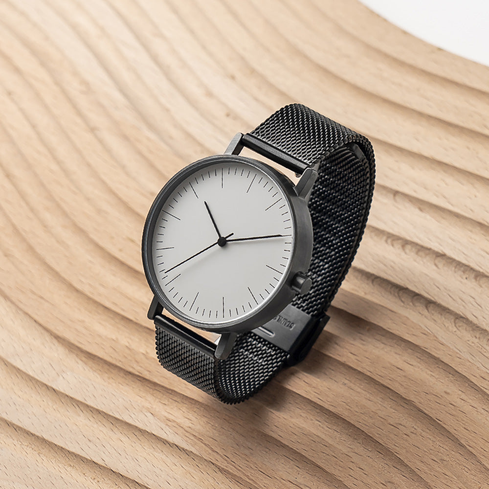 Stainless Steel Mesh Watch Strap, 18mm-BLACK