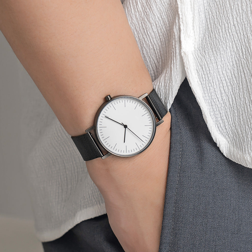 Stainless Steel Mesh Watch Strap, 18mm-BLACK