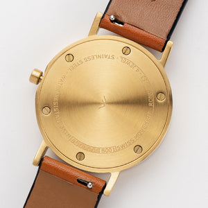 B001 Watch, Gold Case, Off White Dial, Leather Strap