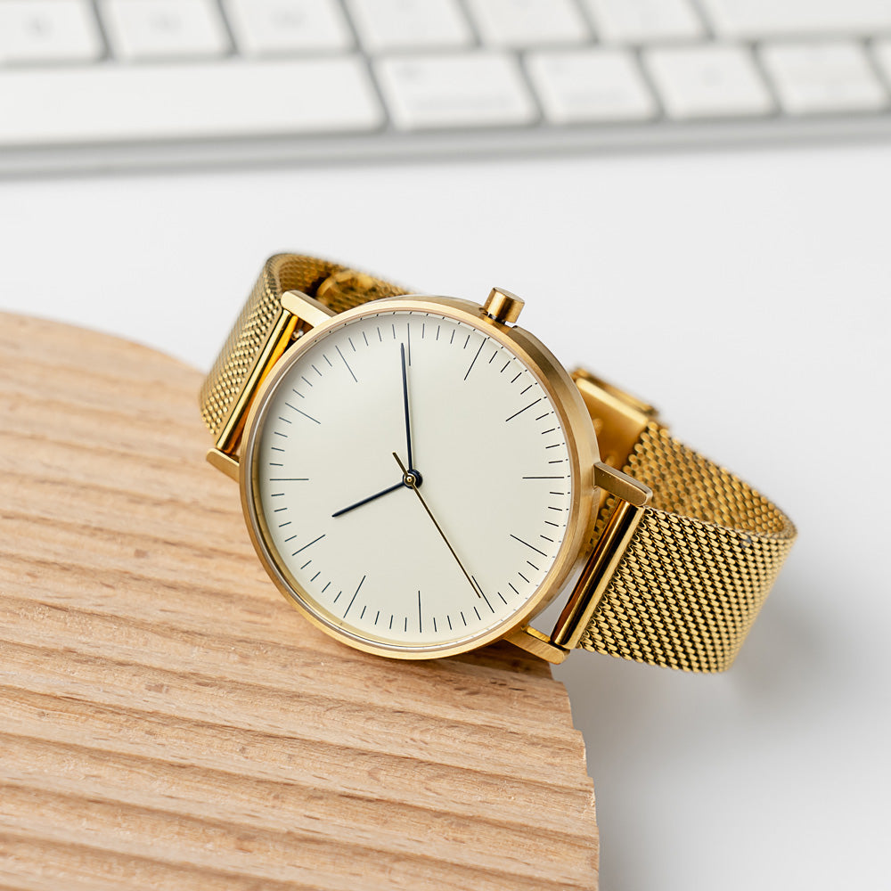 Stainless Steel Mesh Watch Strap, 18mm-GOLD