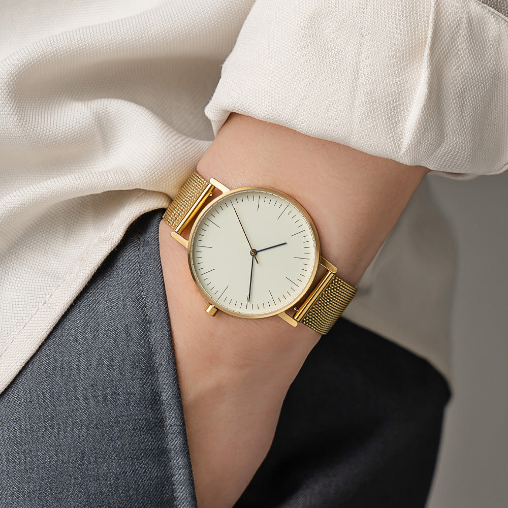 Stainless Steel Mesh Watch Strap, 18mm-GOLD