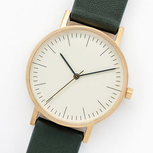 B001 Watch, Gold Case, Off White Dial, Leather Strap