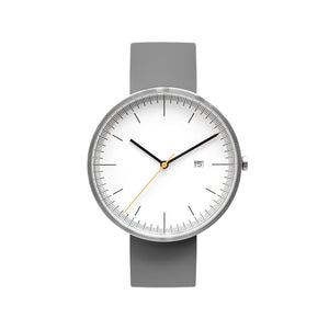 B202 Silver/White Calendar Watch On Rubber Strap, Gray - BIJOUONE