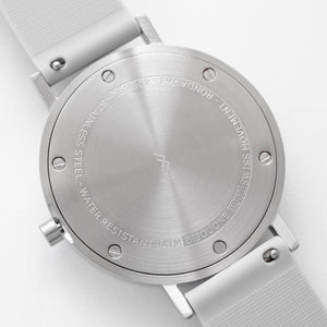 B001 Silver Watch On Rubber Strap, Light Grey - BIJOUONE