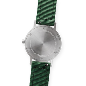 B001 Watch, Silver Case, Off White Dial, Nylon Strap - Green - BIJOUONE