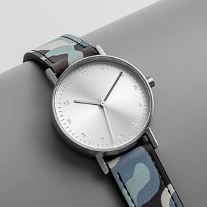B60 Watch, Silver Case, Silver Dial, Leather Strap