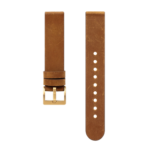 Brown suede calf leather watch strap with gold buckle