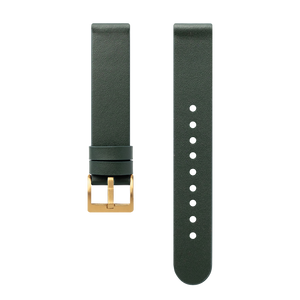 Dark green calf leather watch strap with gold buckle
