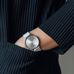 B60 Watch, Silver Case, Silver Dial, Silicone Strap