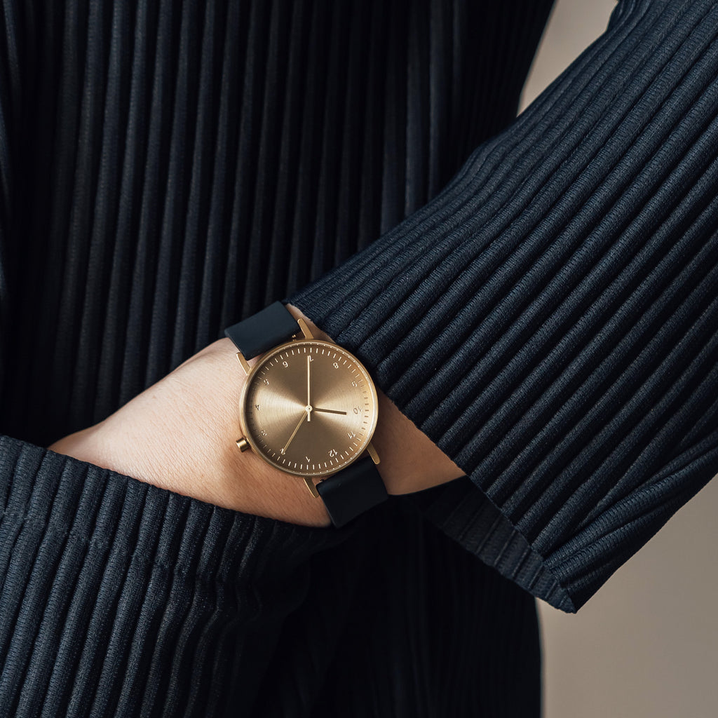 B60 Watch, Gold Case, Gold Dial, Rubber Strap - 0004-Black