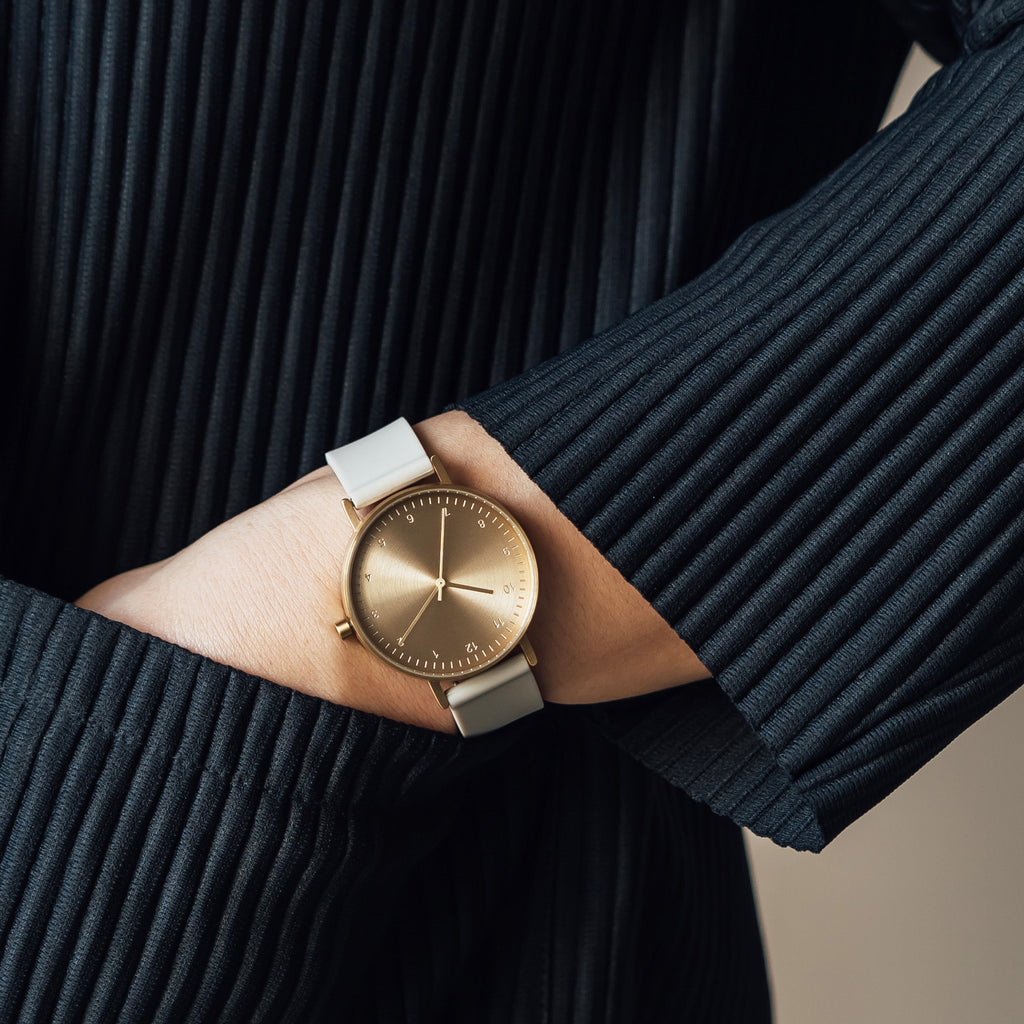 B60 Watch, Gold Case, Gold Dial, Rubber Strap - 0005-Ivory