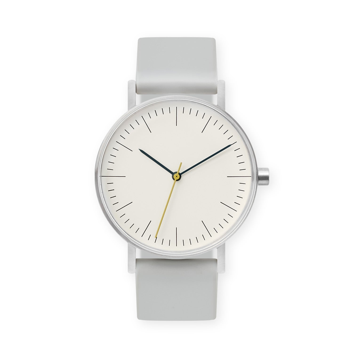 B001 Watch, Silver Case, Off White Dial, Silicone Strap - 0002-Light Grey - BIJOUONE